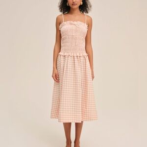 NWT For Love & Lemons Petal Gingham Midi Dress M